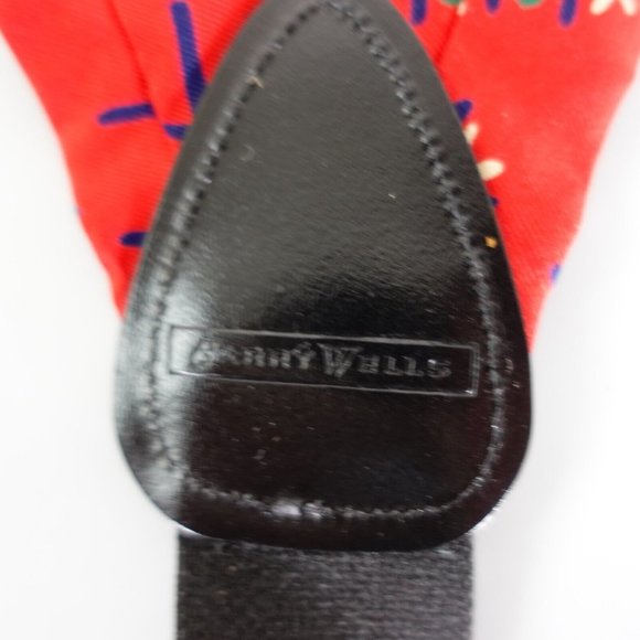 HARRY WELLS Suspender Mens Red‎ Clip on Adjustable Stretch Tic Tac Toe Y Back - Picture 3 of 6